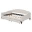 Full Size Upholstered Tufted Daybed with Two Drawers, Beige - Korvel