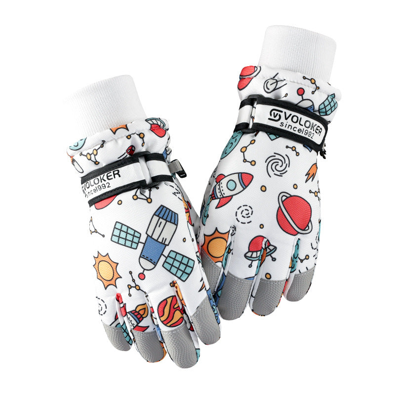 Winter children skiing gloves cycling waterproof windproof cashmere thick warm gloves children - Korvel