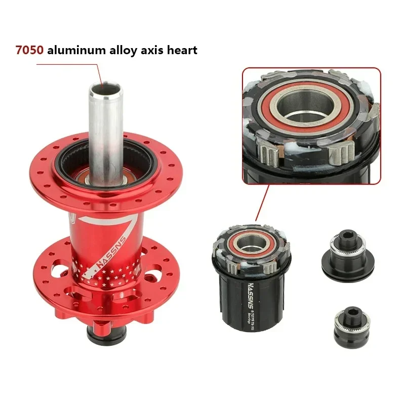 HASSNS PRO7 MTB Hub 32 Holes Bearing Bike Freehub Rear Hub Quick Release 32H Four Palin 7 8 9 10 11 12 Speed 6 Pawl Hubs - Korvel