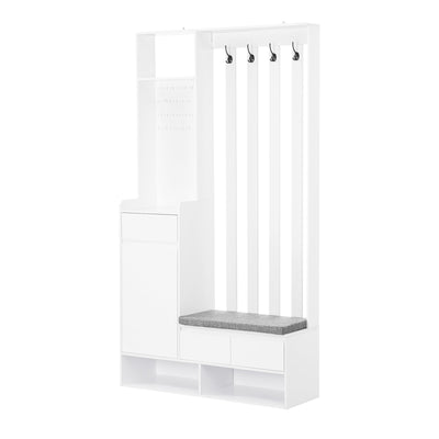 39.3'W70.8'H multifunctional corridor shoe cabinet with soft padded nail board and white clothes hanger with entrance hook - Korvel
