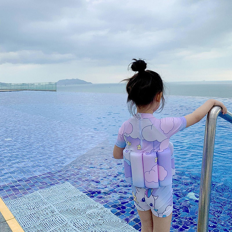 Baby swimsuit, cute cartoon girl buoyancy swimsuit, floating vest for children, baby survival swimsuit - Korvel