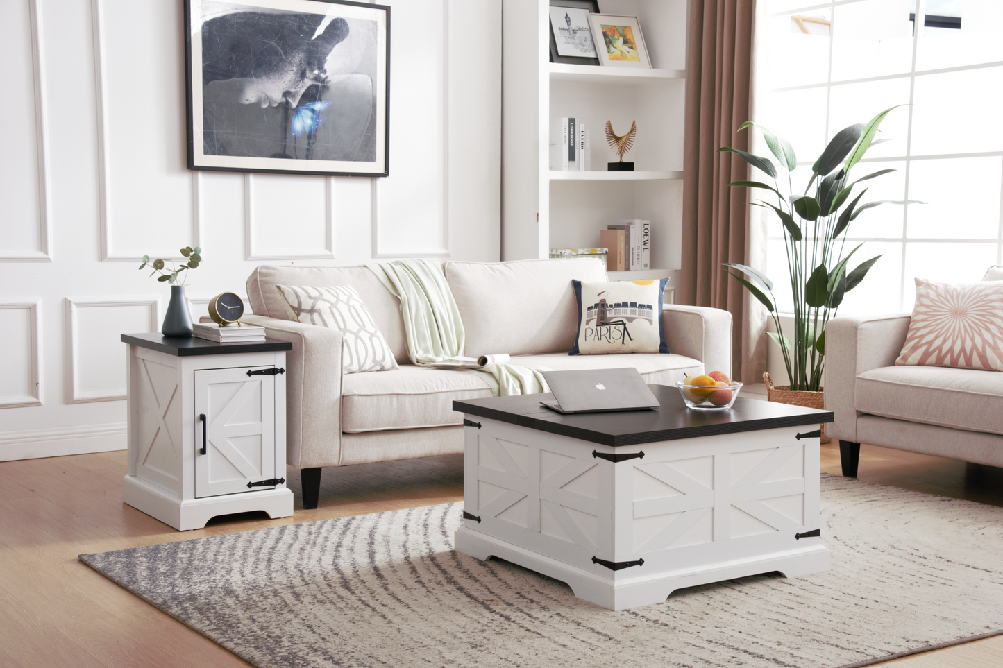 Rustic Farmhouse Coffee Table with Lift Top