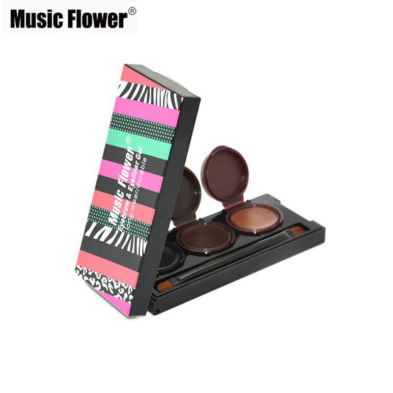Music Flower Brand Makeup Eyeliner Gel & Eyebrow Powder Palette Waterproof Lasting Smudgeproof Cosmetics Eye Brow Enhancers - Korvel
