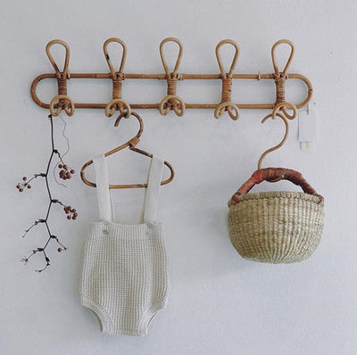 Vintage rattan woven coat hook simple wall hanging hook decorative coat hook entrance hanging clothes hook - Korvel