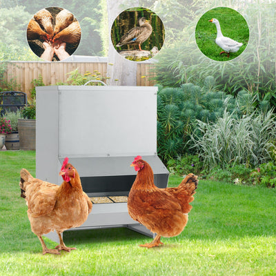 Comedero de Gallinas Galvanizado de Montaje en Pared - Capacidad de 50 lbs