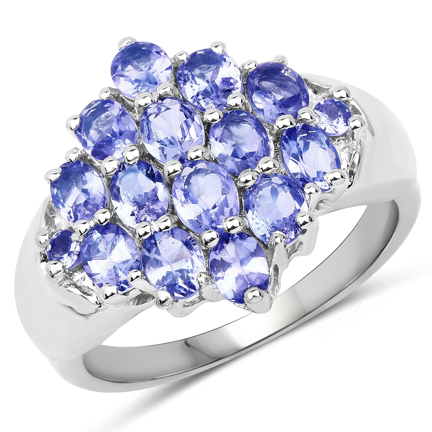 Bague de fiançailles en argent sterling avec tanzanite véritable de 2,45 carats