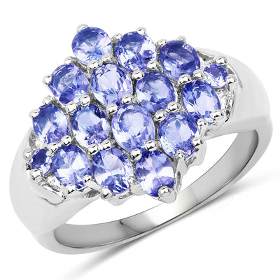 2.45 Carat Genuine Tanzanite Sterling Silver Engagement Ring