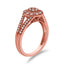 Bague cocktail en argent sterling plaqué or rose 14K avec halo de diamants pavés - Taille 6