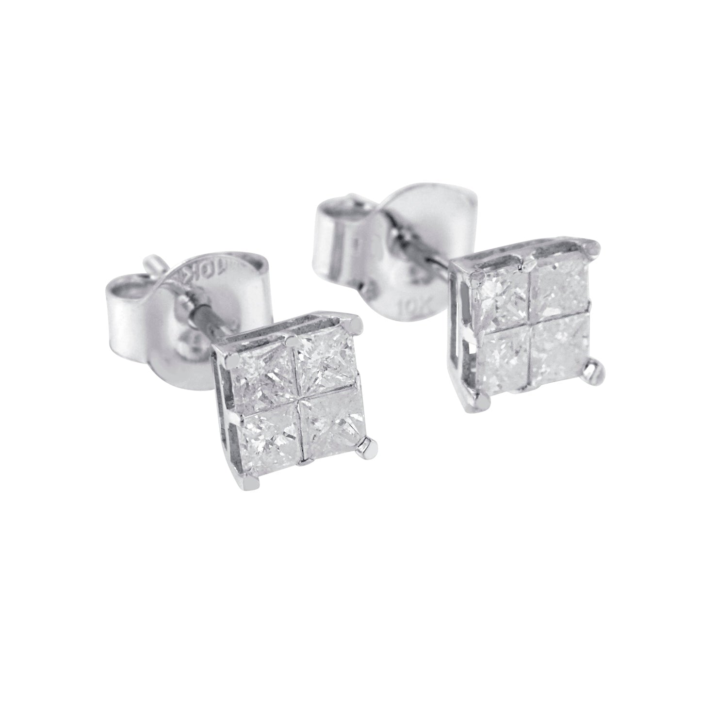 Boucles d'oreilles en diamant en or blanc 10k - 0,60 cttw