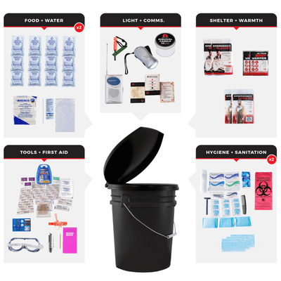 WSK Essential Survival Kit for Up To 2 People plus Bucket and Lid - Korvel