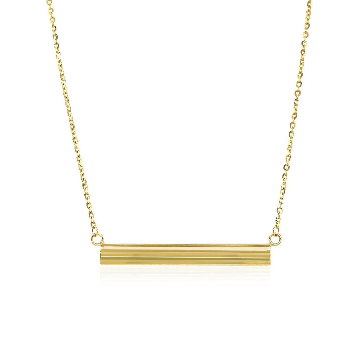 Collier en chaîne en or jaune 14 carats avec barre plate polie