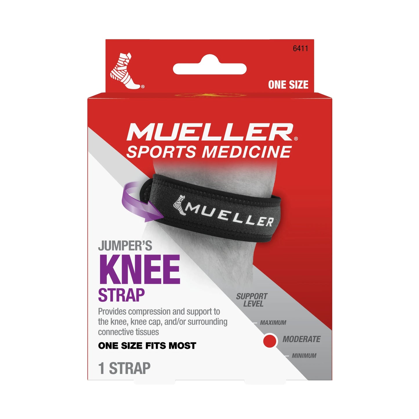 Sangle de genou Mueller Jumper - Unisexe, Taille unique, Noir