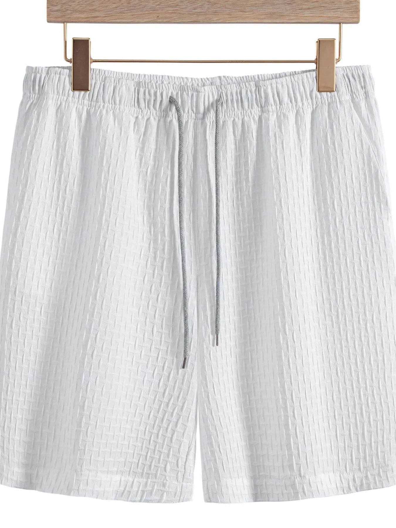 Shorts de jogging texturés classiques pour hommes avec taille élastique