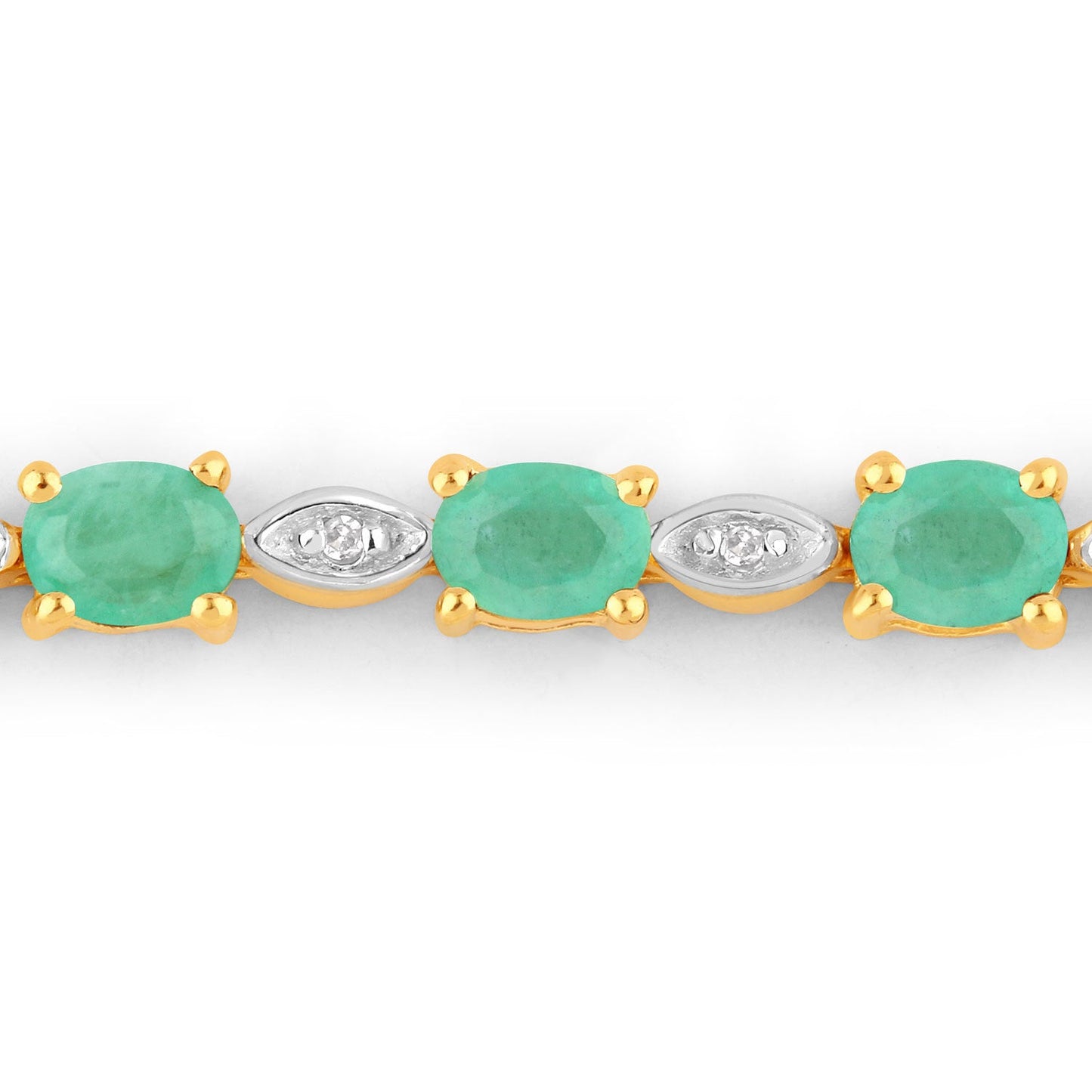 1.29 Carat Genuine Emerald and White Diamond Bracelet