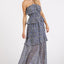 Robe maxi à col halter en fleurs froncées et volantes