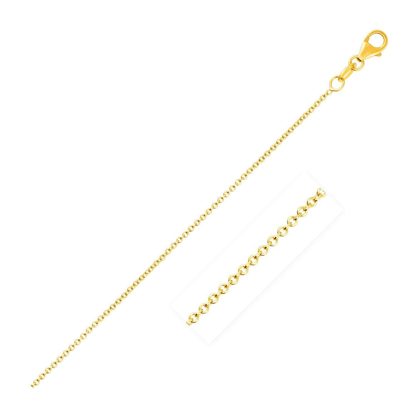 Cadena de eslabones redondos de cable de oro amarillo de 14k - 1.1mm