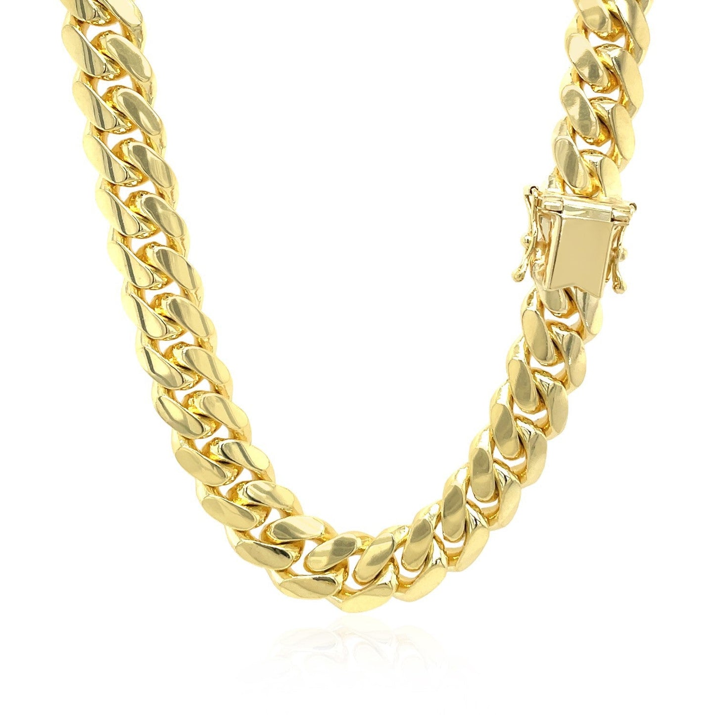 Chaîne solide Miami Cuban en or jaune 14k - 9,25 mm