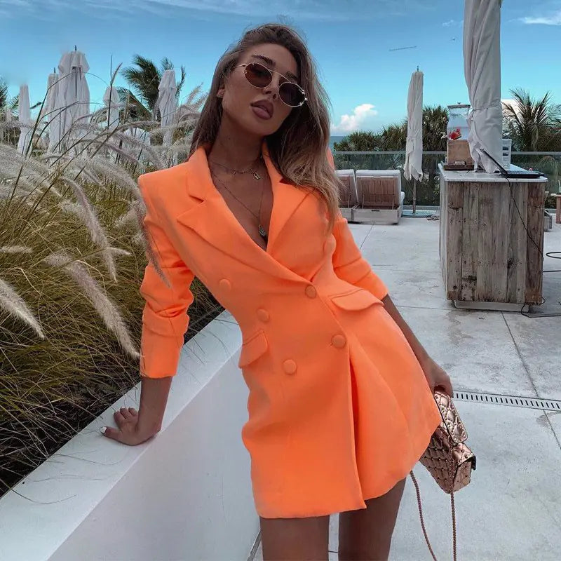 Vestido Blazer Sim de Manga Larga