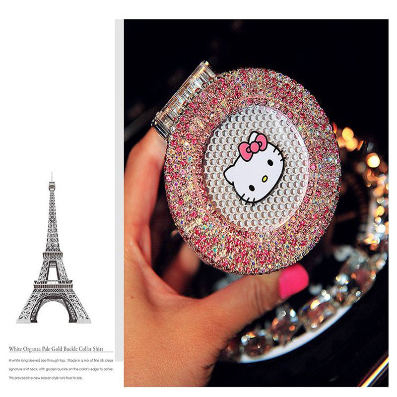 Portable Car ashtray with Light Hello Kitty KT Accessories for Girls Led Car Ash Tray Ashtray Storage Cup Holder Crystal Diamond - Korvel