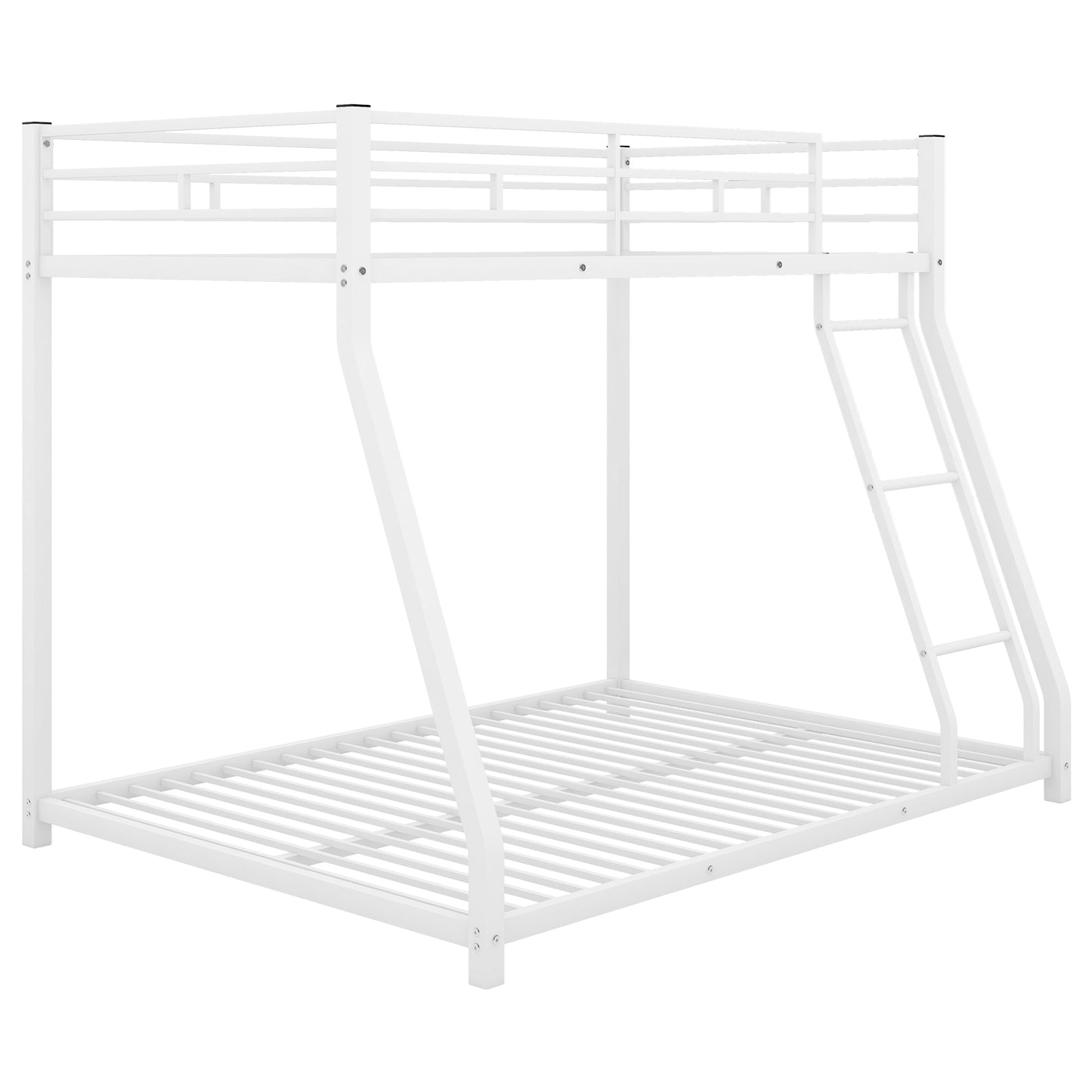 Premium Metal Floor Bunk Bed - Twin over Full in White