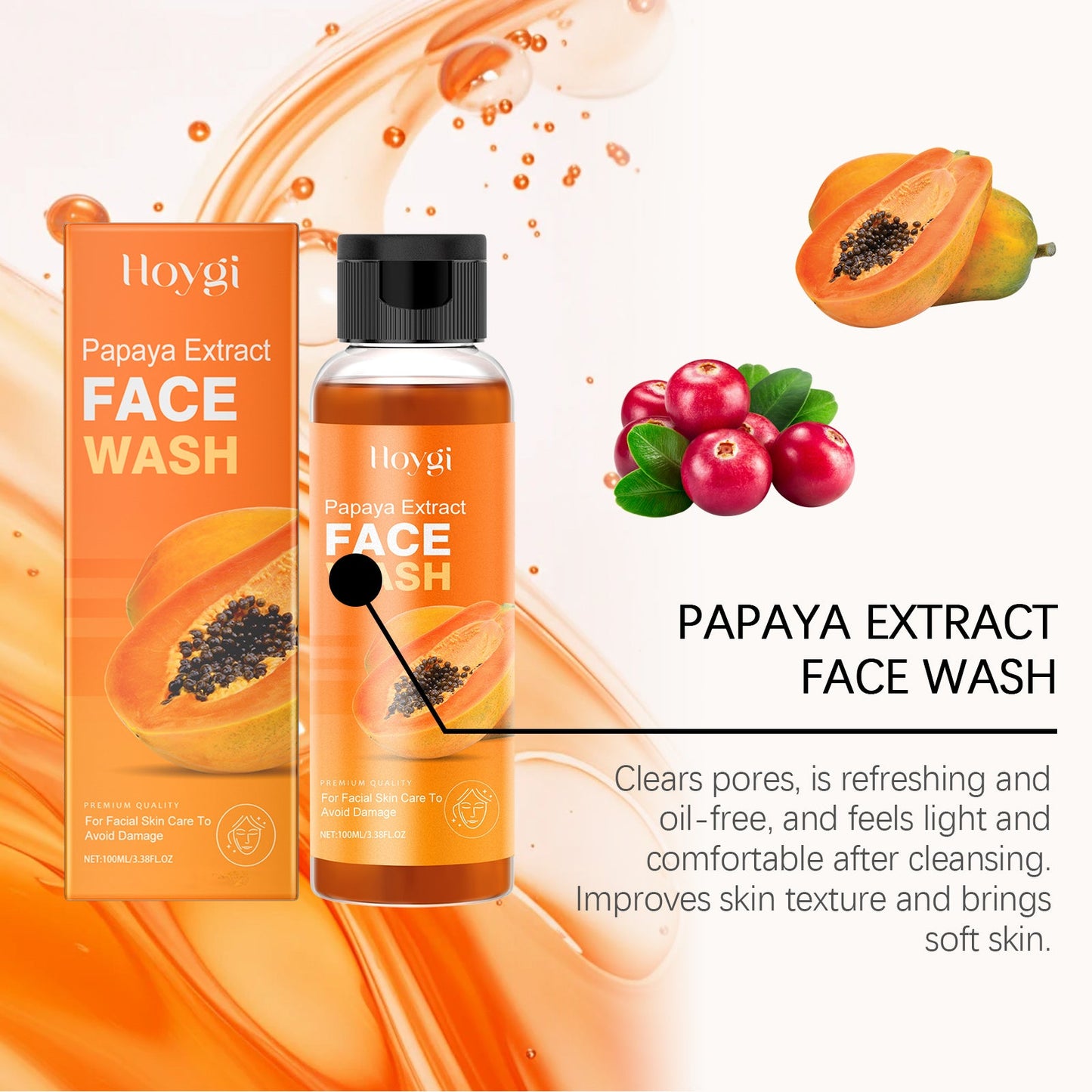 Papaya Face Wash Gentle Cleanser Not Tight Moisturizing Hydrating Moisturizing Skin Tender Skin Care Face Wash - Korvel