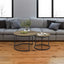 A set of nested coffee tables, 27.6-inch round coffee table, industrial wood veneer, with sturdy metal frame (brown) - Korvel