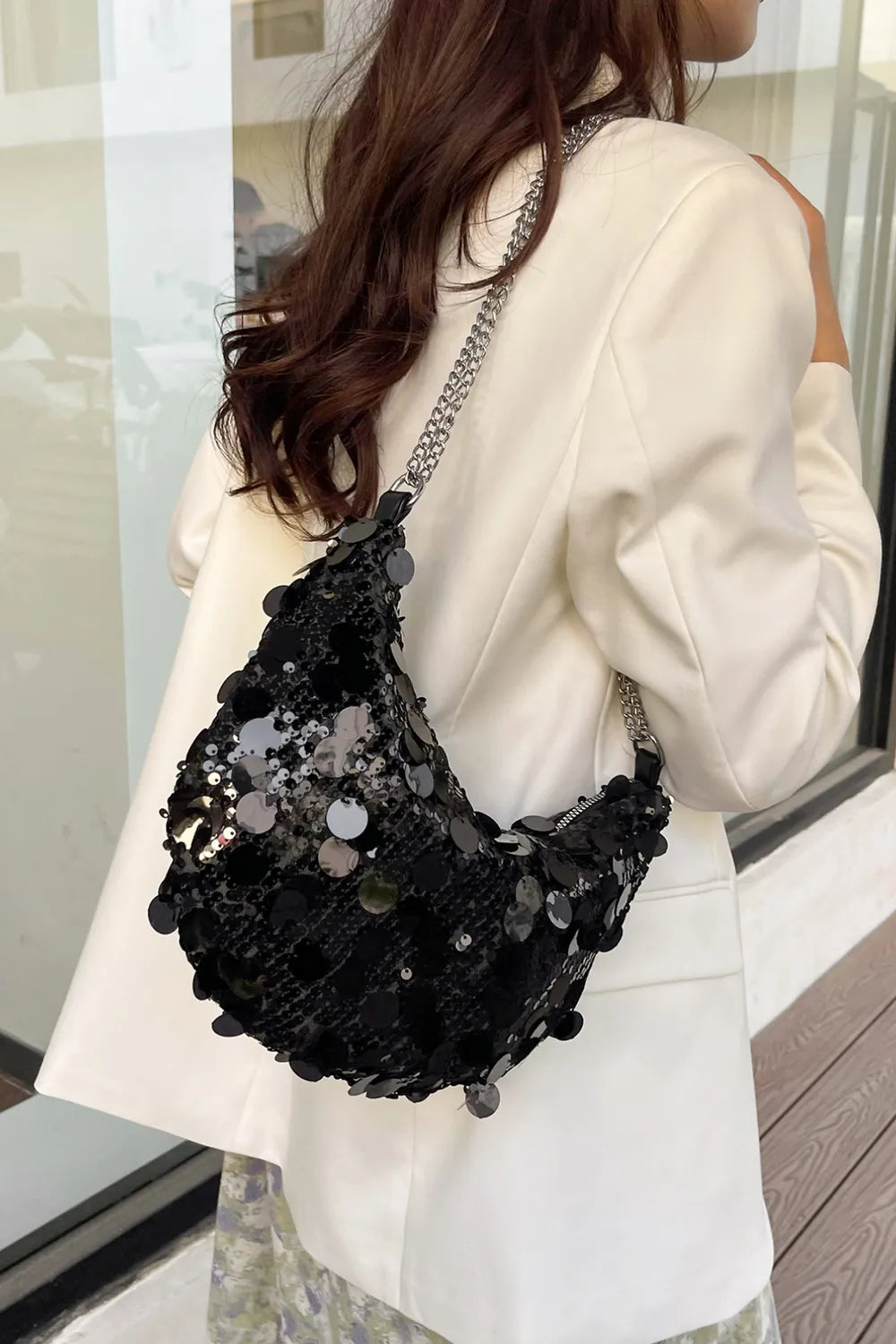 Sequin Chain Crossbody Bag - Korvel