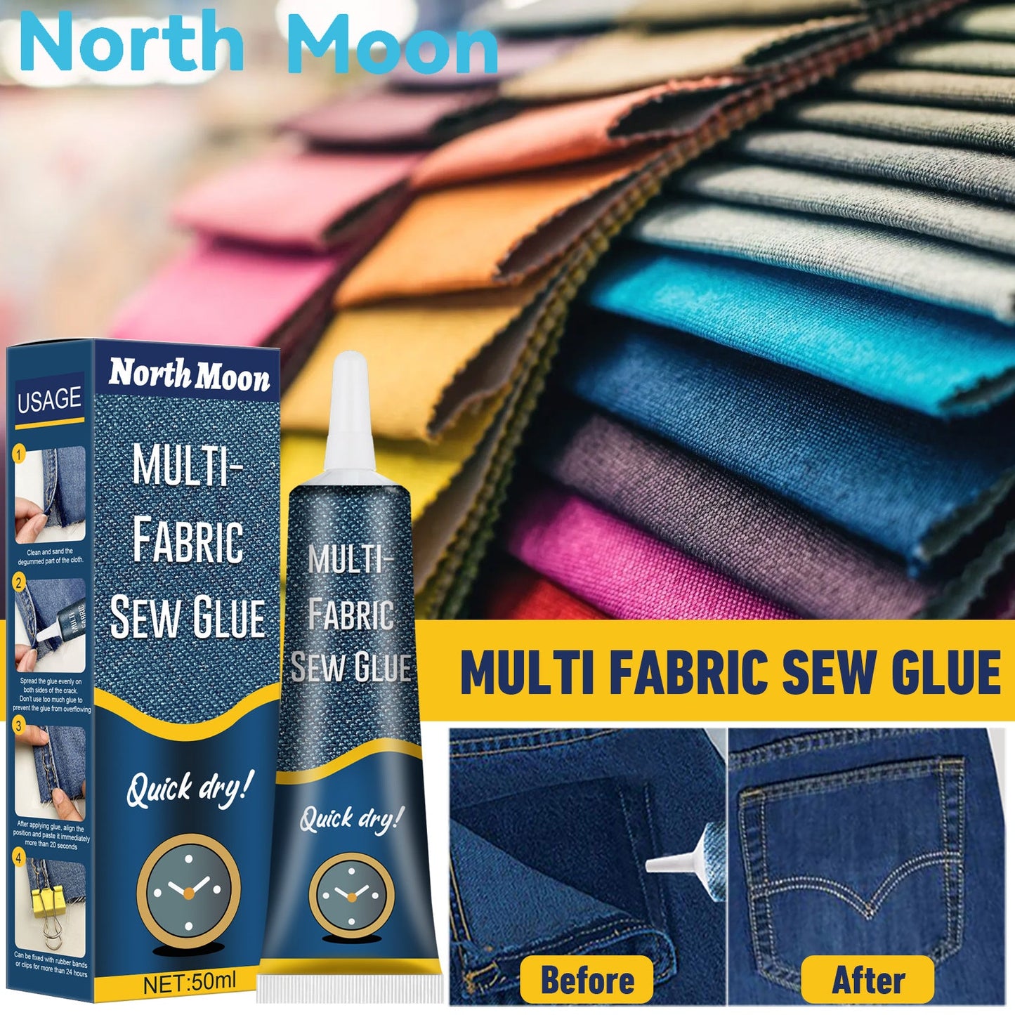 North Moon Fabric Sewing Glue Special Glue For Clothes Printing Pants Insoles Jeans Hole Fabric Glue - Korvel