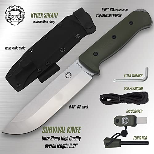 Bushwhacker D2 Steel Bushcraft Survival Knife Gift Set - Ultimate Outdoor Companion - Korvel