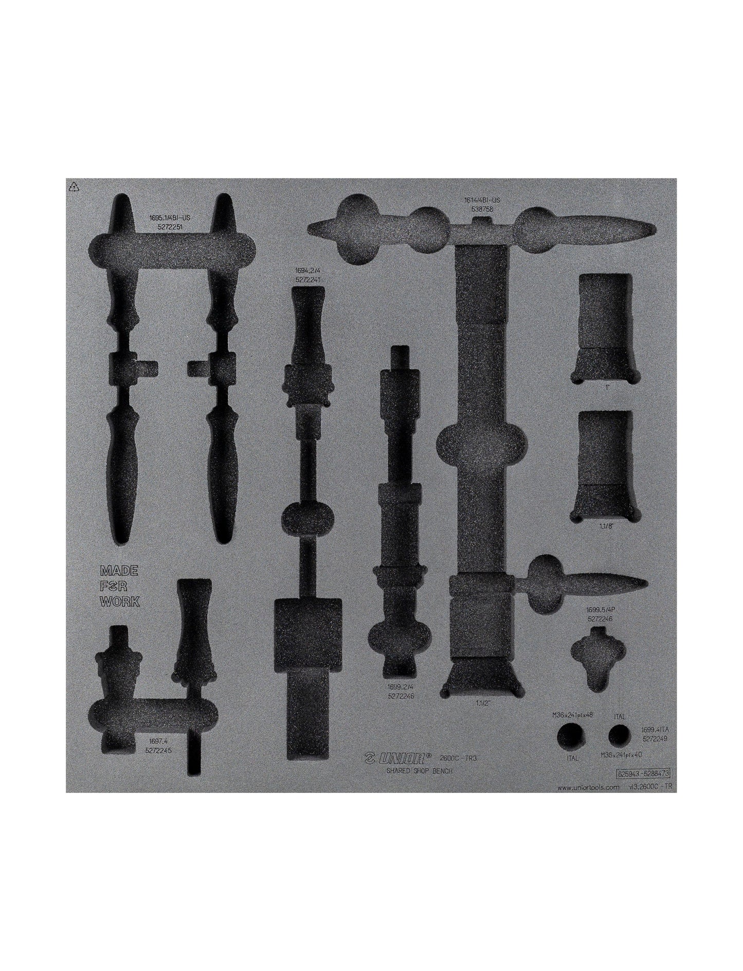 Insert en mousse pour tiroir Unior pour l'organisation des outils