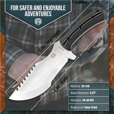 Tracker D2 Premium Bushcraft Survival Knife Set (Black & Gray) - Korvel