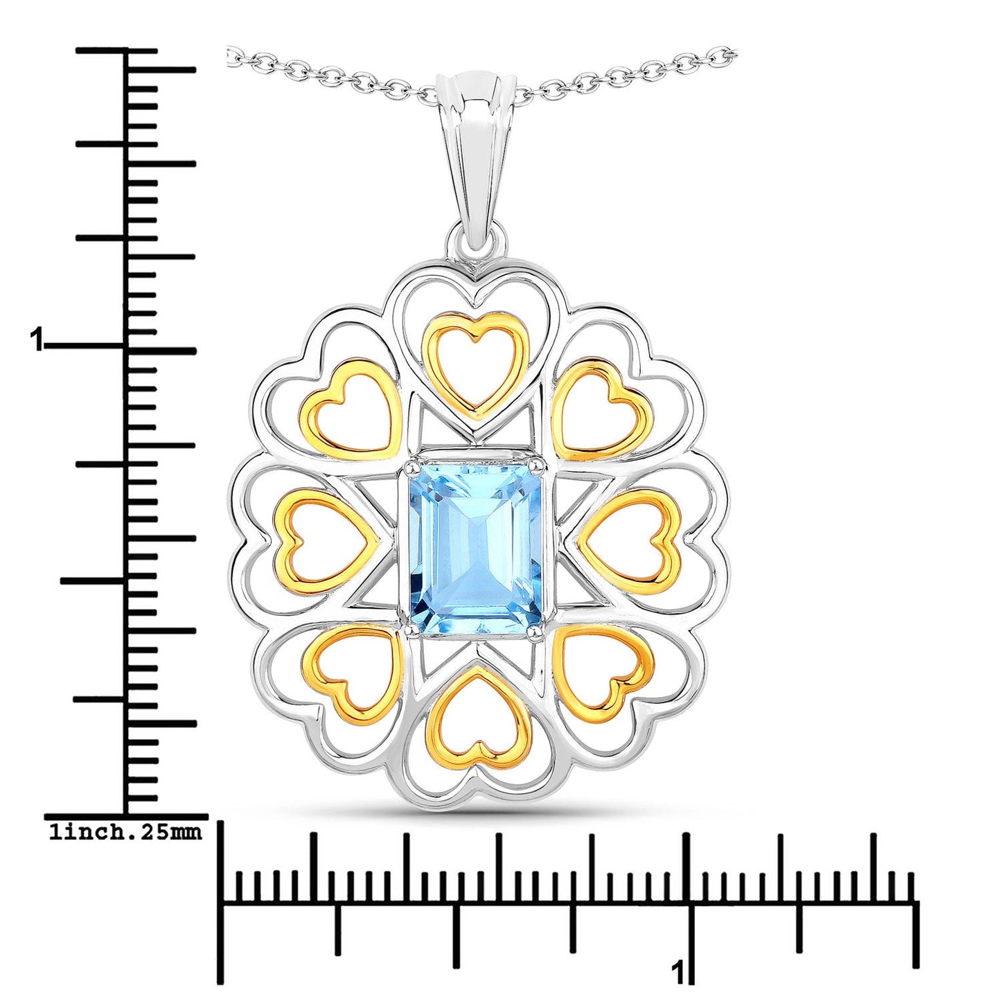 Colgante de Plata Esterlina con Topacio Azul Genuino de 2.60 Quilates