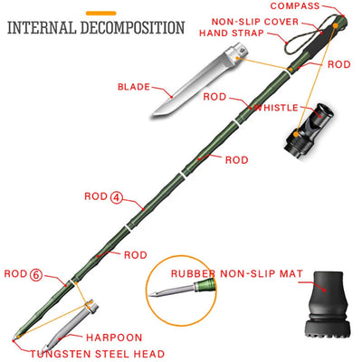 Outdoor defense Tactical stick Alpenstock Hiking Camping equipment Multifunctional folding tools Walking Sticks - Korvel