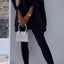Women's Sports Casual Slit Hooded Sweatshirt Tights Set