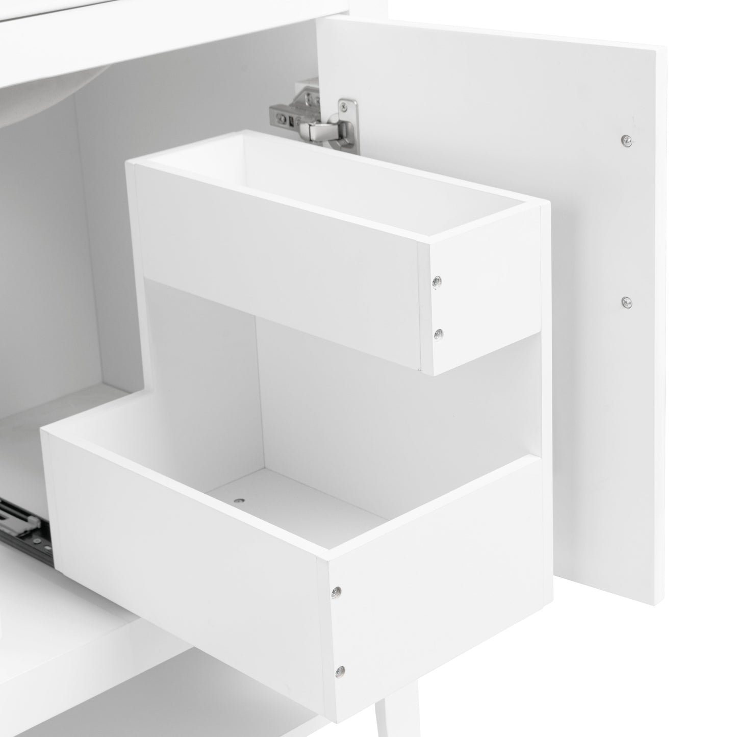 30" Bathroom Vanity with Sink  Multi-functional Bathroom Cabinet with Doors and Drawers Solid Frame and MDF Board, White - Korvel