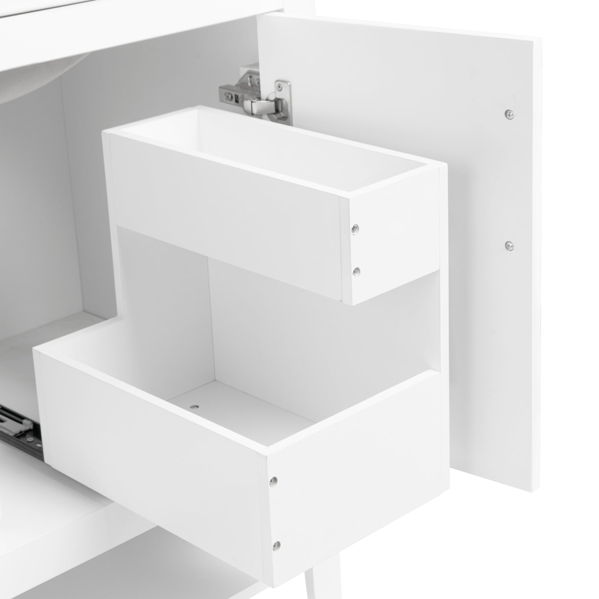 30" Bathroom Vanity with Sink  Multi-functional Bathroom Cabinet with Doors and Drawers Solid Frame and MDF Board, White - Korvel