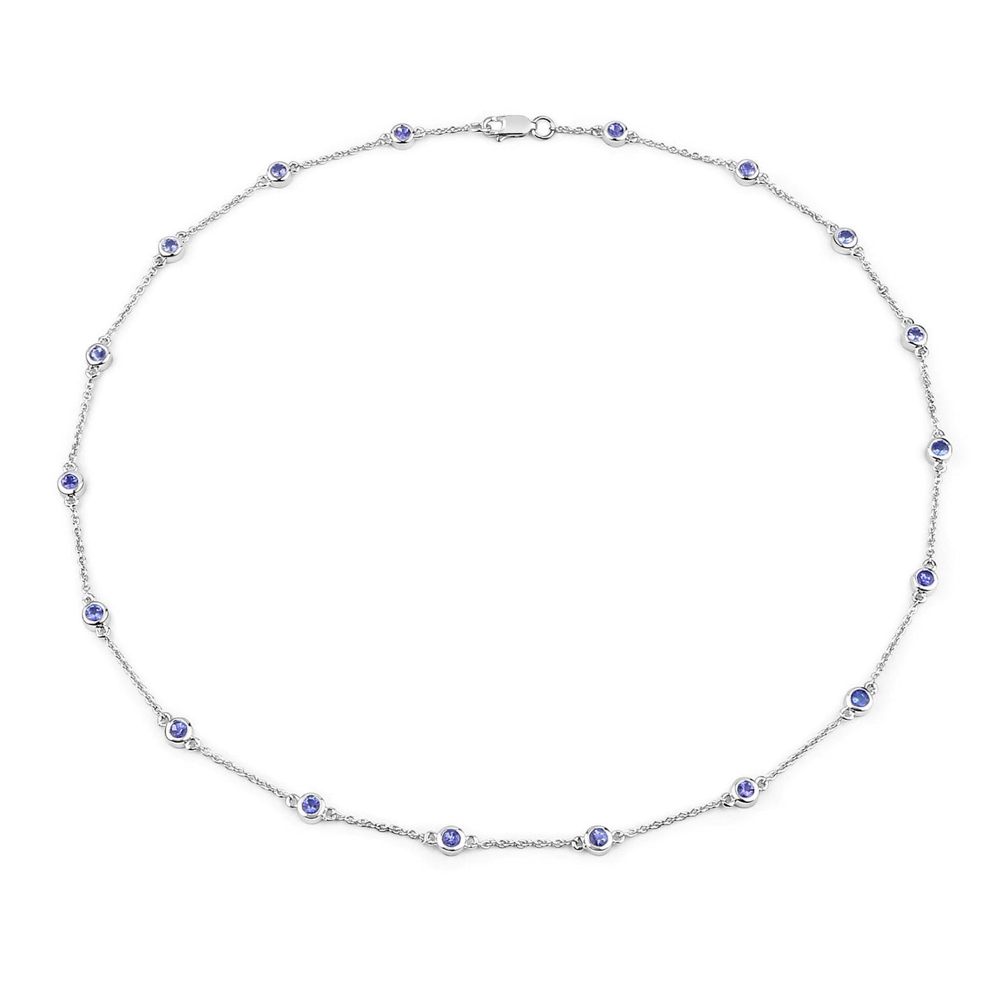 1.80 Carat Genuine Tanzanite Necklace in .925 Sterling Silver