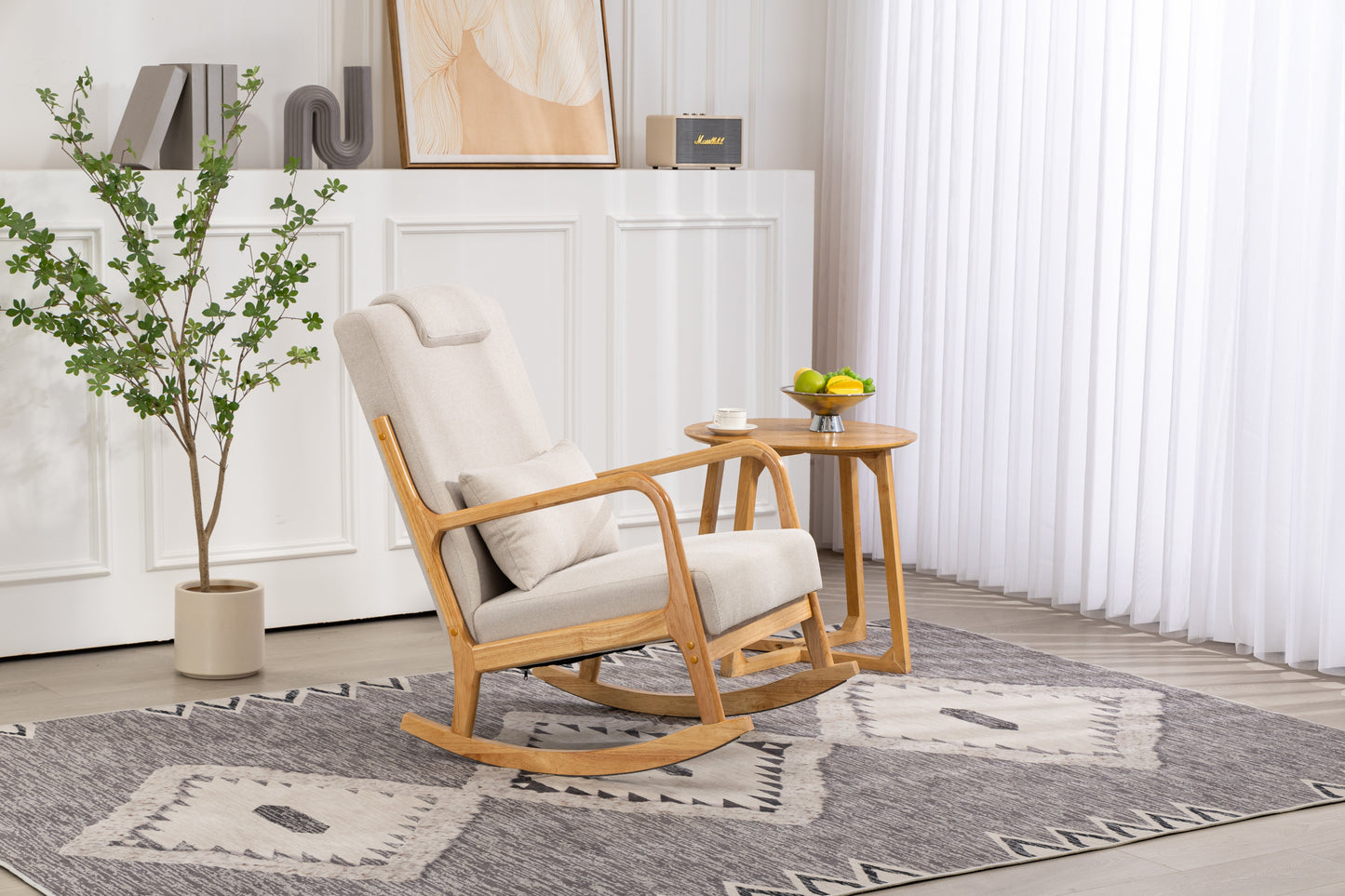 Chaise Berçante Rembourrée Classique avec Coussin Lombaire