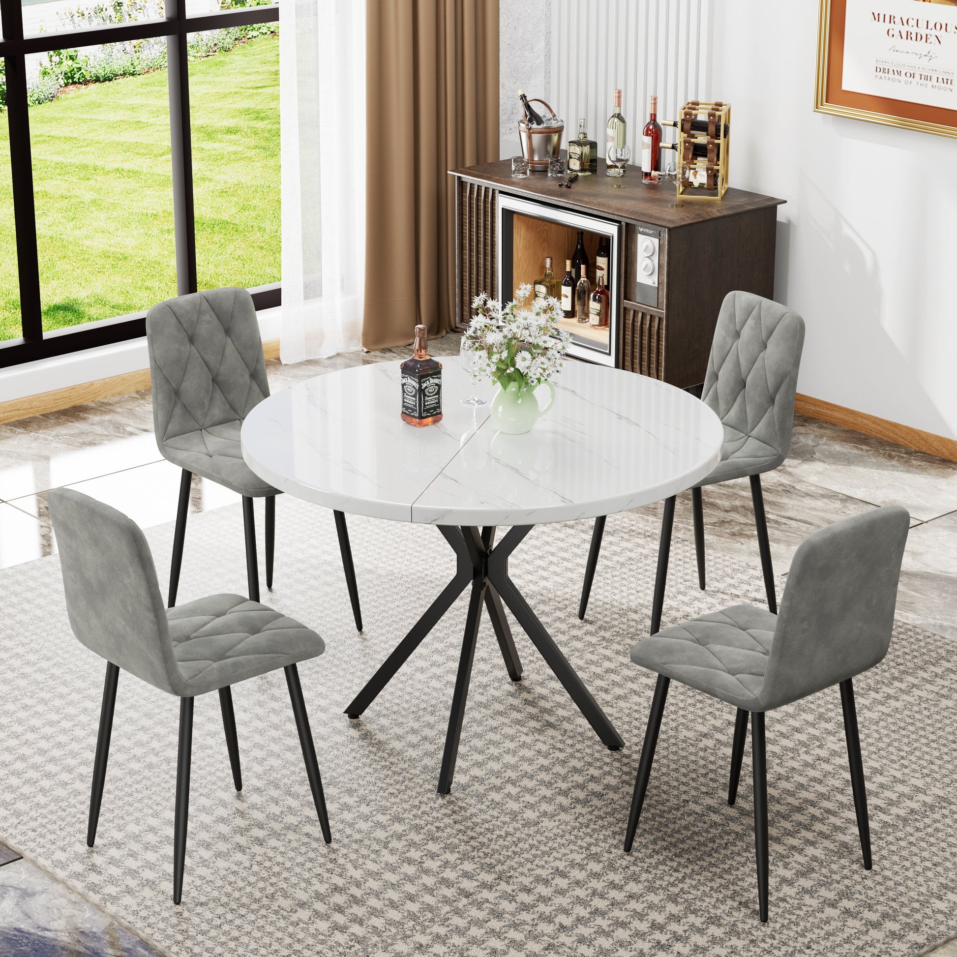 Dining Chairs Set of 4, Modern Kitchen Dining Room Chairs, Velvet Dining Chair Upholstered Cushion Seat and Sturdy Metal Legs - Korvel