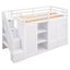 Functional Loft Bed with Storage and Shelves in White