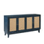 Handcrafted Premium Grain Panels Rattan Sideboard Buffer Cabinet Accent Storage Cabinet With 4 Rattan Doors BLUE - Korvel