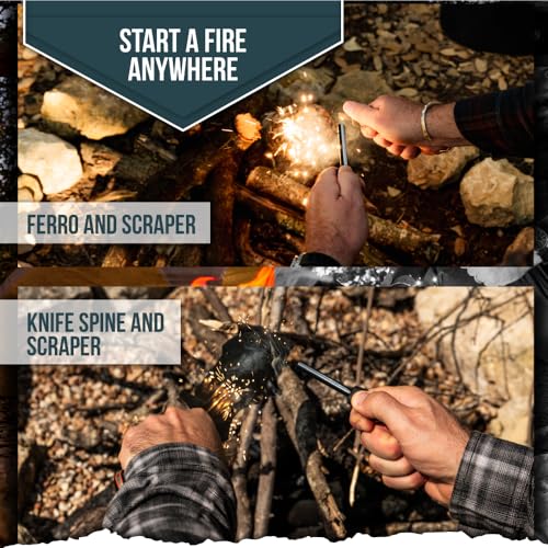Tracker D2 Bushcraft Survival Knife Set - Ultimate Outdoor Companion (Black & Orange) - Korvel