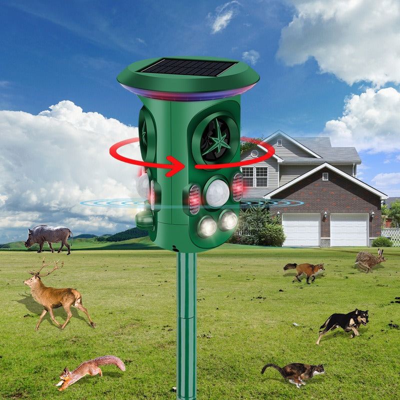 360° Solar Animal Repeller Animal Alarm Intelligent Sensor Cat and Dog Repeller - Korvel
