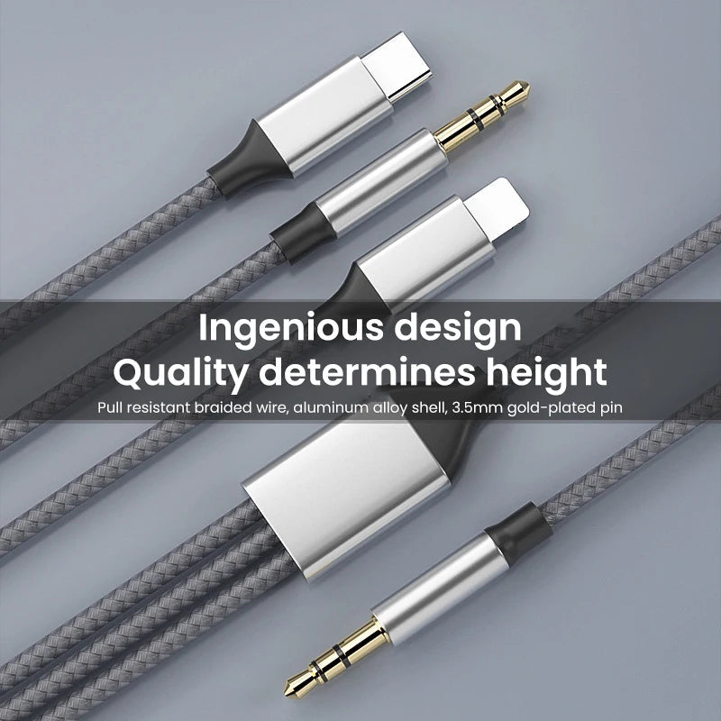 Câble audio premium trois-en-un pour appareils Apple Type-C et 3,5 mm
