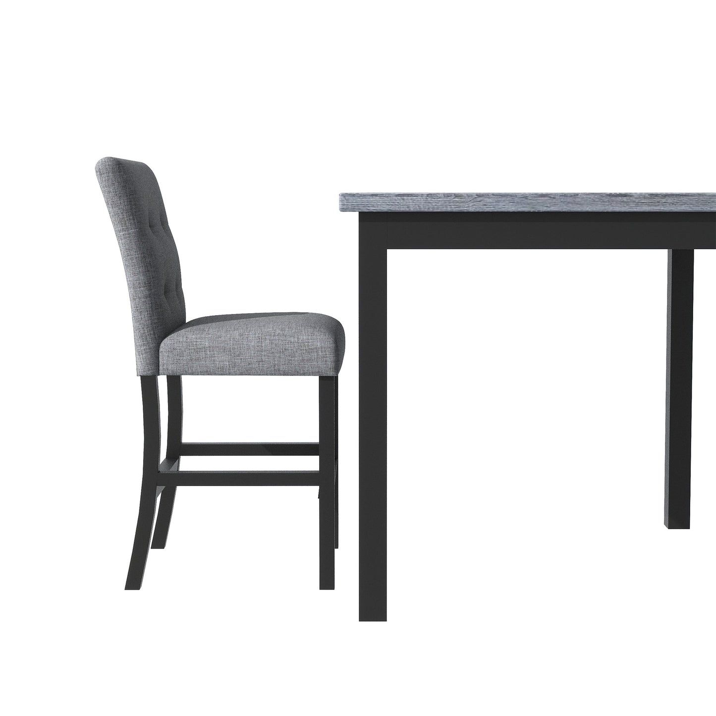 TOPMAX 5-piece cabinet dining table set, wooden square dining table and chairs, and 4 soft cushioned high back chairs in black - Korvel