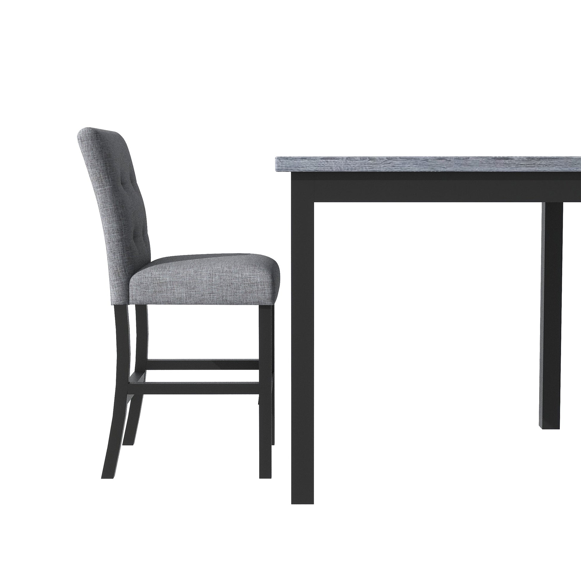 TOPMAX 5-piece cabinet dining table set, wooden square dining table and chairs, and 4 soft cushioned high back chairs in black - Korvel