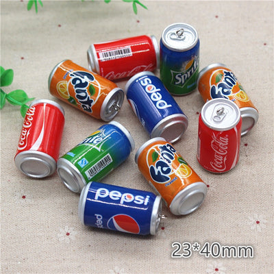 5pcs Mix Colors Cute 3D Plastic Imitation Drink Cans Miniature Food Art Supply DIY Decoration Charm Craft,23*40mm - Korvel