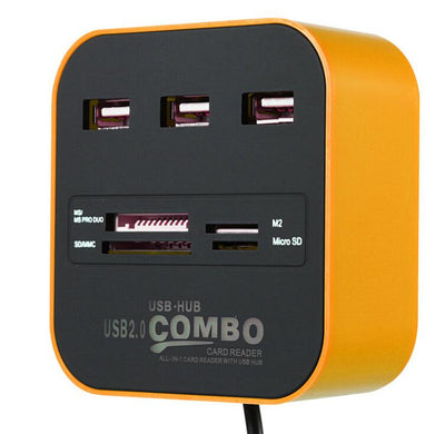USB HUB Combo All In One USB 2.0 Micro SD High Speed Card Reader 3 Ports Adapter Connector For Tablet PC Computer Laptop - Korvel