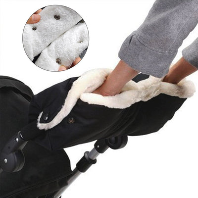 Warm Baby Winter Stroller Gloves Thicken Stroller Hand Muff Pram Accessories Waterproof Kids Pushchair Hand Cover Fur Mittens - Korvel
