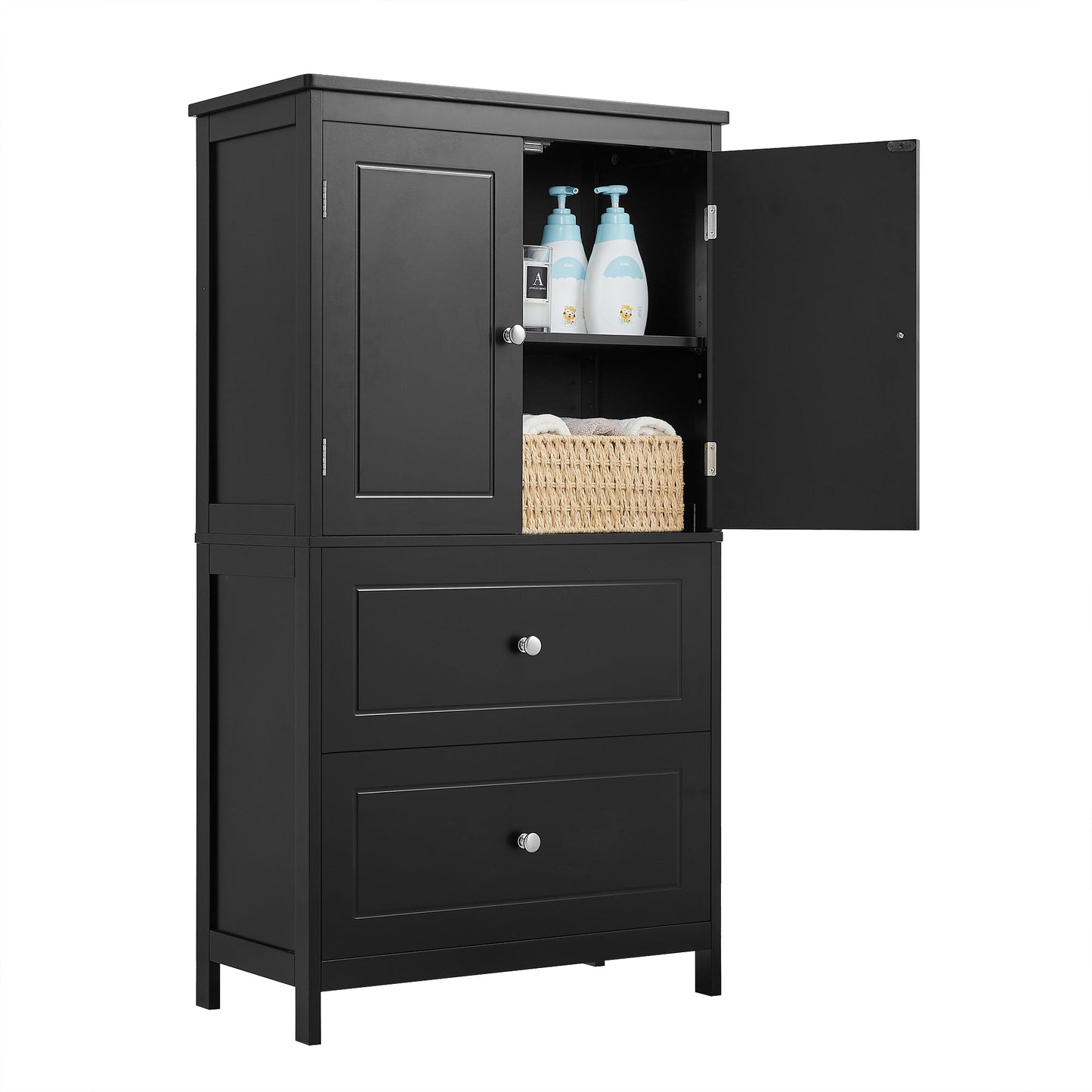 Armoire de rangement de salle de bain noire élégante avec étagère réglable